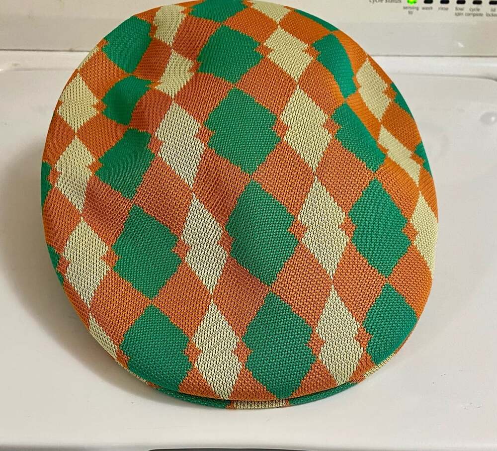 Kangol Needle Argyle 504 Hat Size Large Orange Green